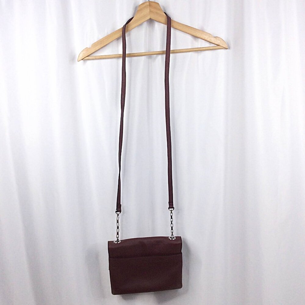 Tahari Soft Burgundy Pebbled Leather Small Crossbody Shoulder Bag Purse - Picture 5 of 10